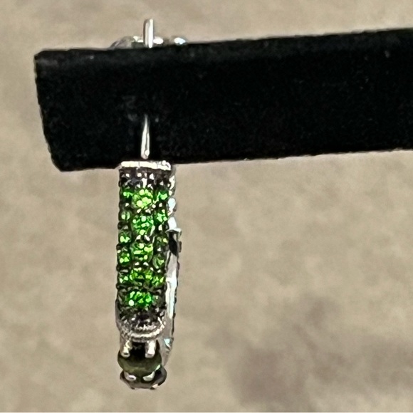 Judith Ripka Sterling Silver Green Chrome Diopside Hoop Pierced Earrings NEW! - Picture 5 of 13